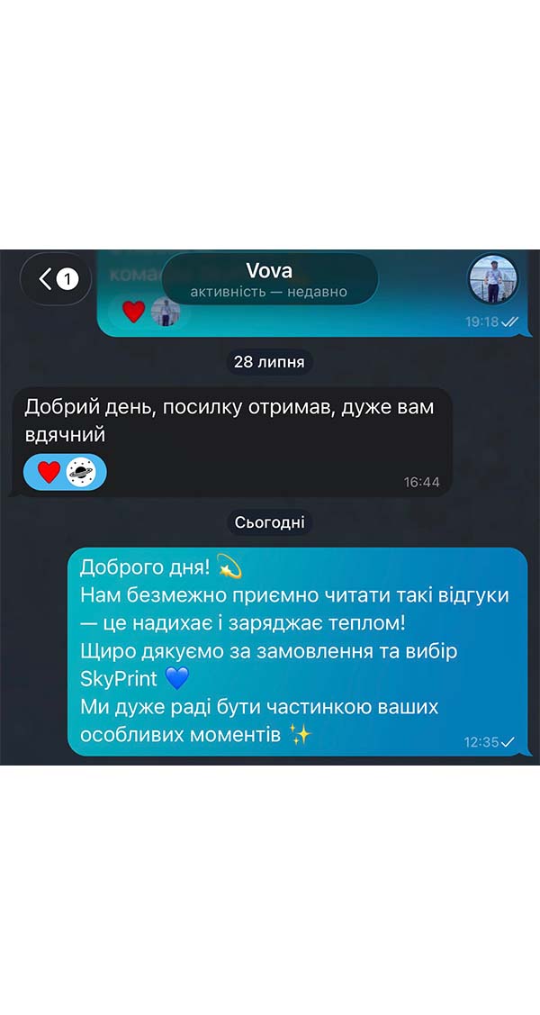 Враження від картини SkyPrint у повідомленні покупця
